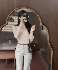 リブ 長袖 ニット 7カラー LIGHT PINK