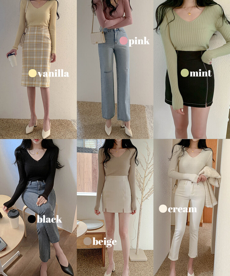 リブ 長袖 ニット 7カラー