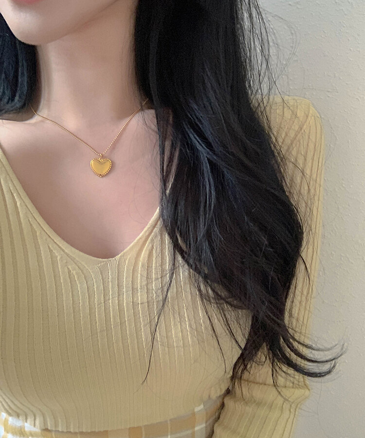 リブ 長袖 ニット 7カラー LIGHT YELLOW