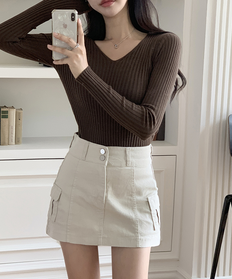 リブ 長袖 ニット 7カラー BROWN