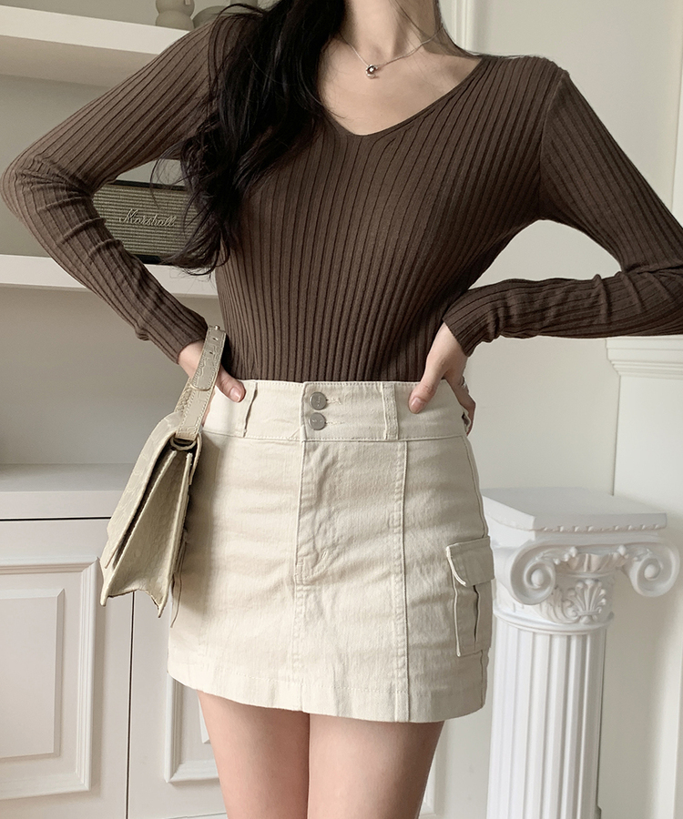 リブ 長袖 ニット 7カラー BROWN