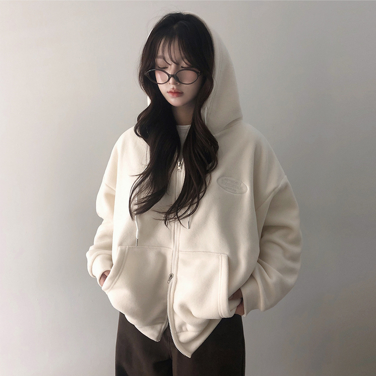 刺繍フリースフードジップアップ｜ジャンパー｜韓国ファッション通販 SONA