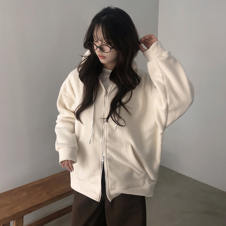 刺繍フリースフードジップアップ｜ジャンパー｜韓国ファッション通販 SONA