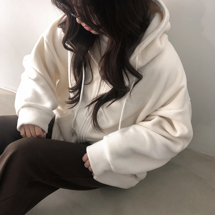 刺繍フリースフードジップアップ｜ジャンパー｜韓国ファッション通販 SONA