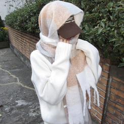 ソフトチェックマフラー(5color) BEIGE