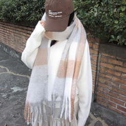 ソフトチェックマフラー(5color) BEIGE