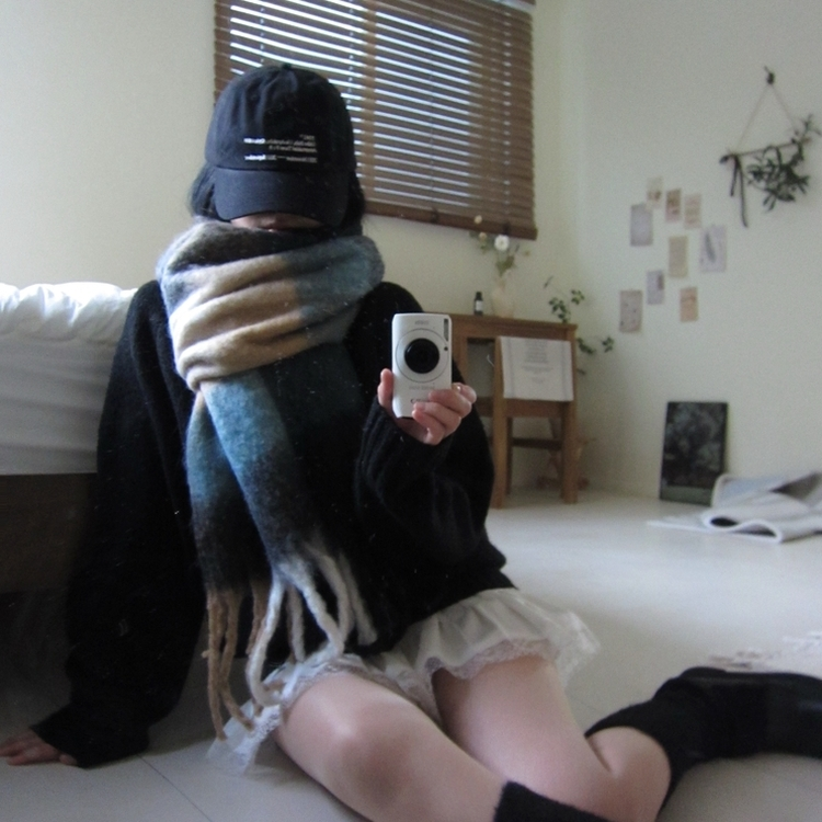 ソフトチェックマフラー(5color) BLUE BLACK