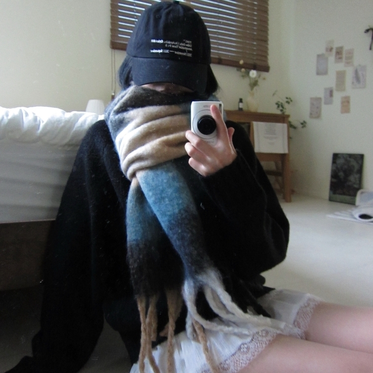 ソフトチェックマフラー(5color) BLUE BLACK