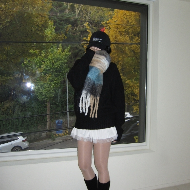 ソフトチェックマフラー(5color) BLUE BLACK