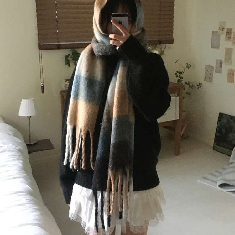 ソフトチェックマフラー(5color) BLUE BLACK