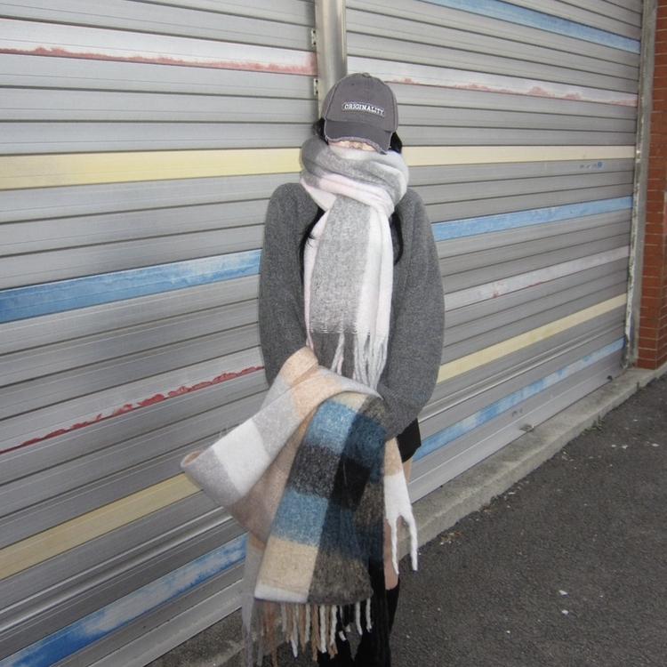 ソフトチェックマフラー(5color) LIGHT PINK