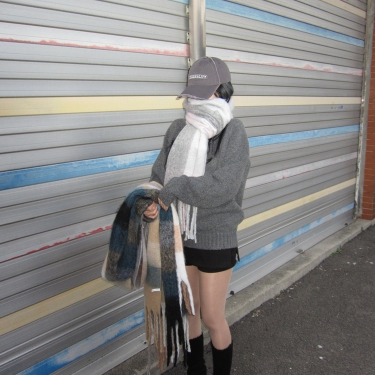 ソフトチェックマフラー(5color) LIGHT PINK