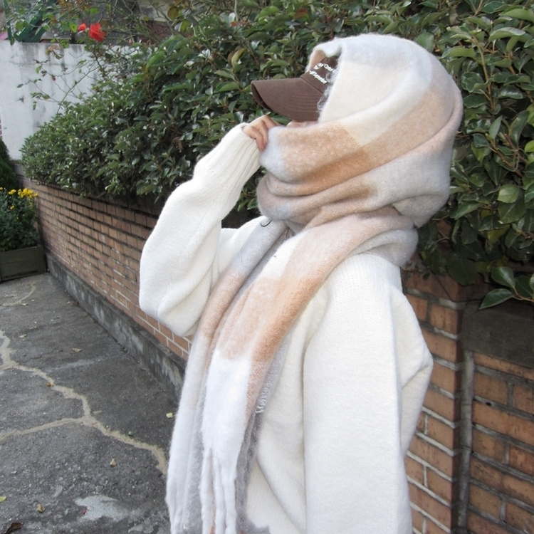 ソフトチェックマフラー(5color) BEIGE