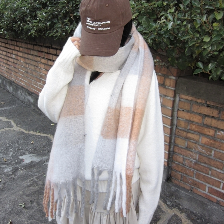 ソフトチェックマフラー(5color) BEIGE