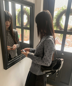 ラウンドドットニットカーディガン(5color) GRAY