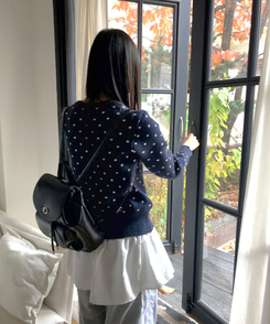 ラウンドドットニットカーディガン(5color) NAVY