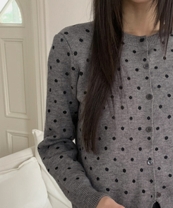 ラウンドドットニットカーディガン(5color) GRAY