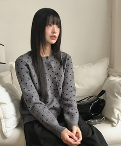 ラウンドドットニットカーディガン(5color) GRAY