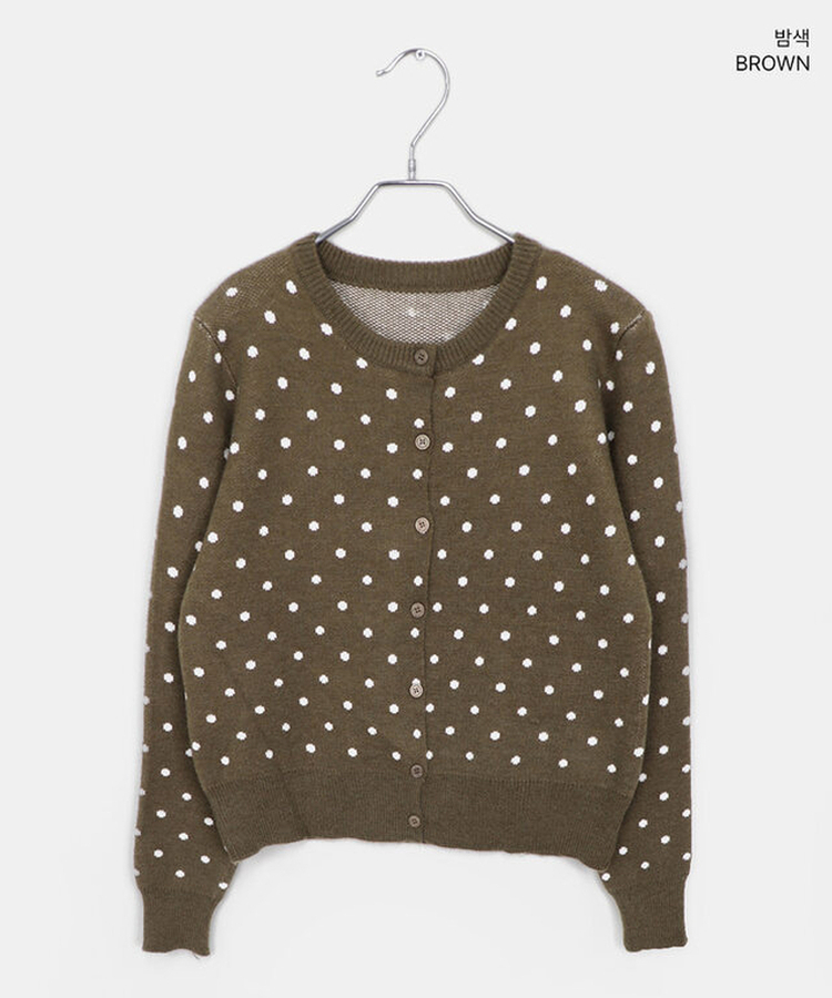 ラウンドドットニットカーディガン(5color)
