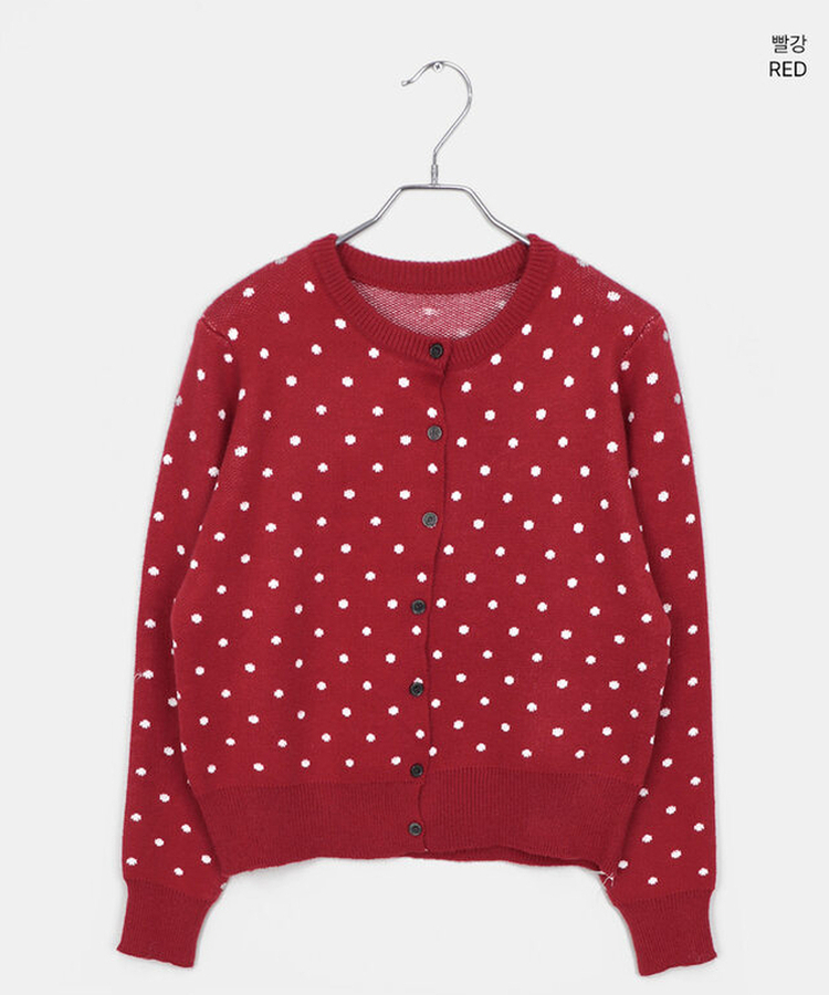 ラウンドドットニットカーディガン(5color)