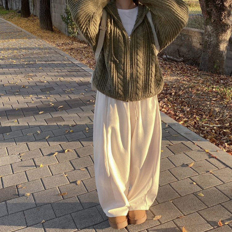 サイドピンタックストリングジョガーワイドパンツ(5color)｜ジョガー