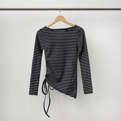 【起毛】ストライプシャーリング長袖Ｔシャツ