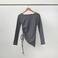 【起毛】ストライプシャーリング長袖Ｔシャツ