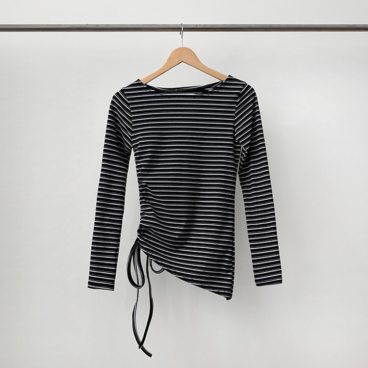 【起毛】ストライプシャーリング長袖Ｔシャツ