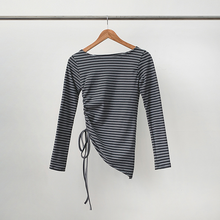 【起毛】ストライプシャーリング長袖Ｔシャツ