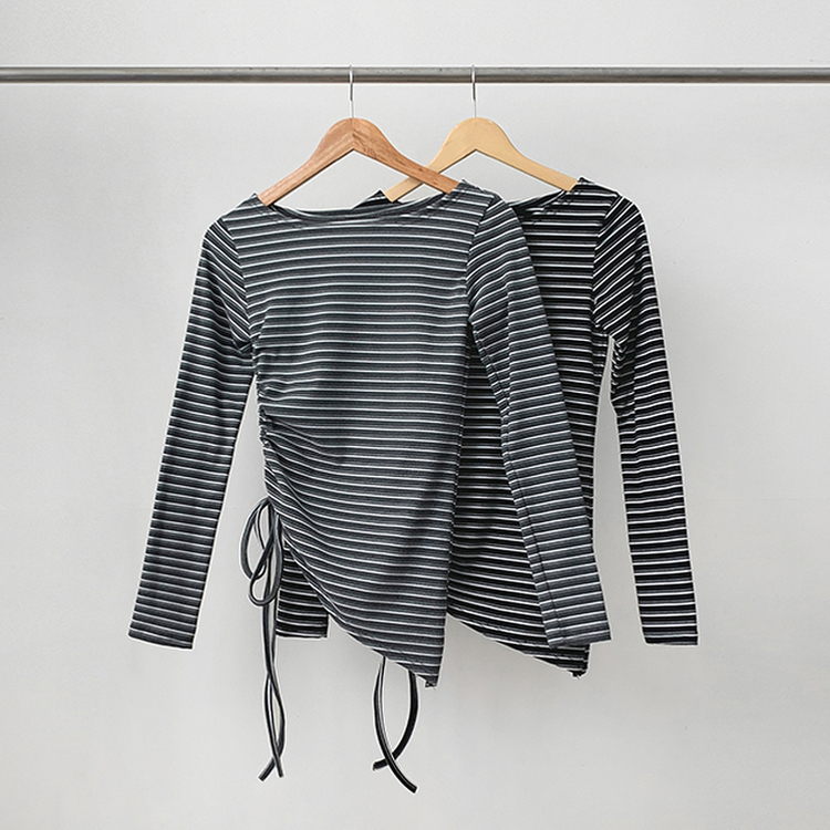 【起毛】ストライプシャーリング長袖Ｔシャツ