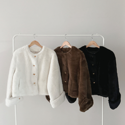 フェイクファーノーカラージャケット