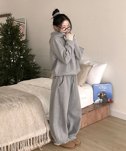 【SET】トレーニングフードジップアップ ワイドパンツ GRAY