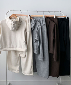 【SET】トレーニングフードジップアップ ワイドパンツ