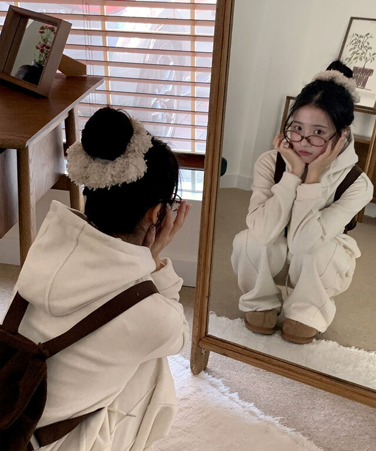 【SET】トレーニングフードジップアップ ワイドパンツ IVORY