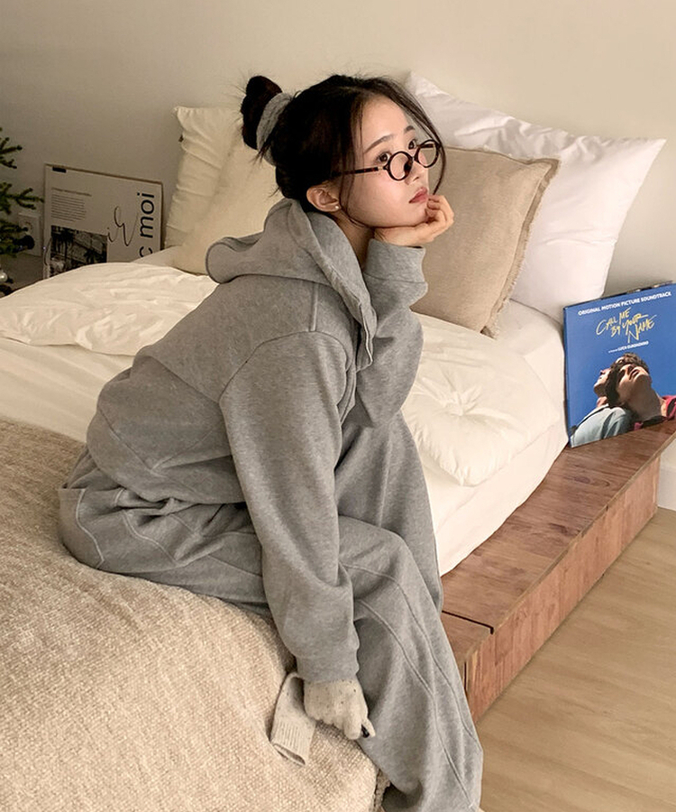 【SET】トレーニングフードジップアップ ワイドパンツ GRAY