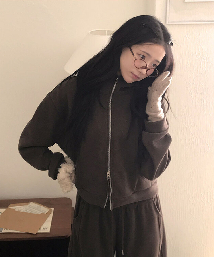 【SET】トレーニングフードジップアップ ワイドパンツ CHESTNUT BROWN