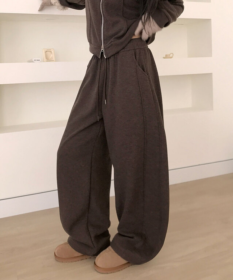 【SET】トレーニングフードジップアップ ワイドパンツ CHESTNUT BROWN