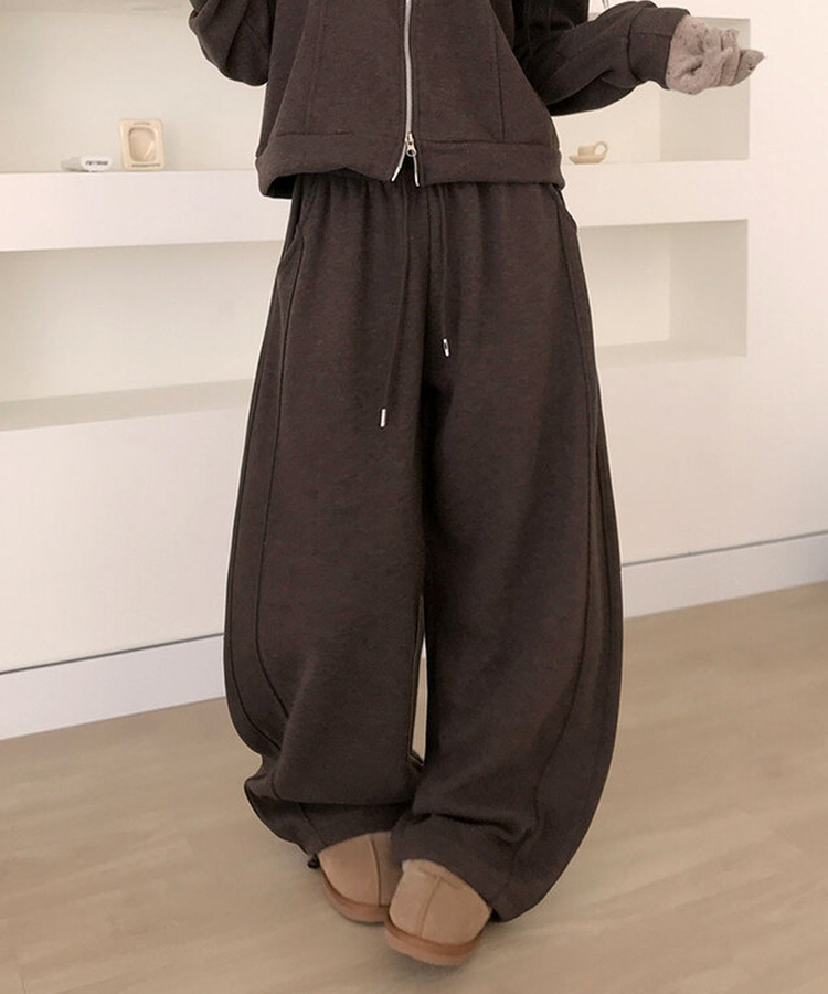 【SET】トレーニングフードジップアップ ワイドパンツ CHESTNUT BROWN