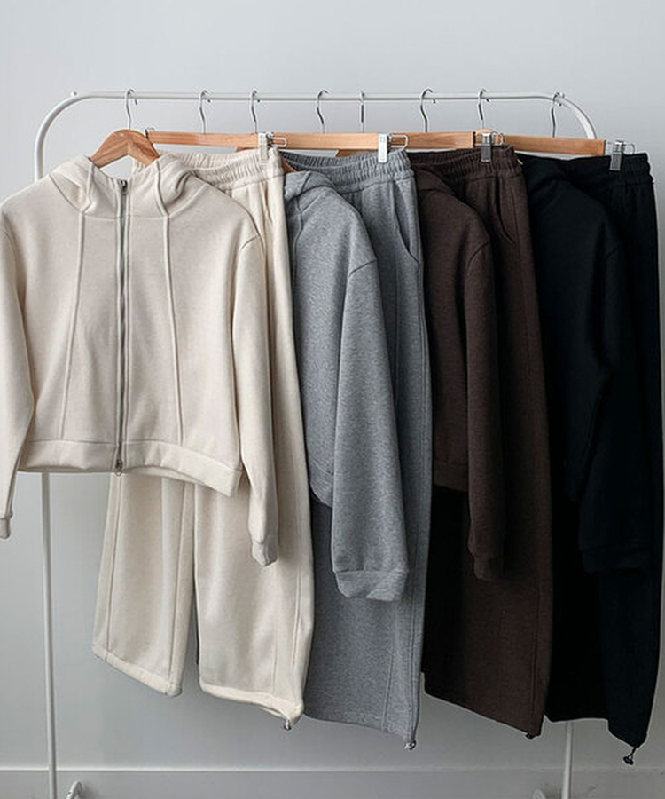 【SET】トレーニングフードジップアップ ワイドパンツ