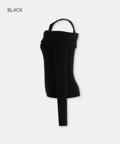 オフショルホルターネックニット BLACK