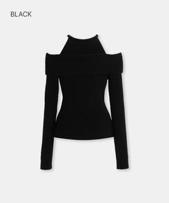 オフショルホルターネックニット BLACK