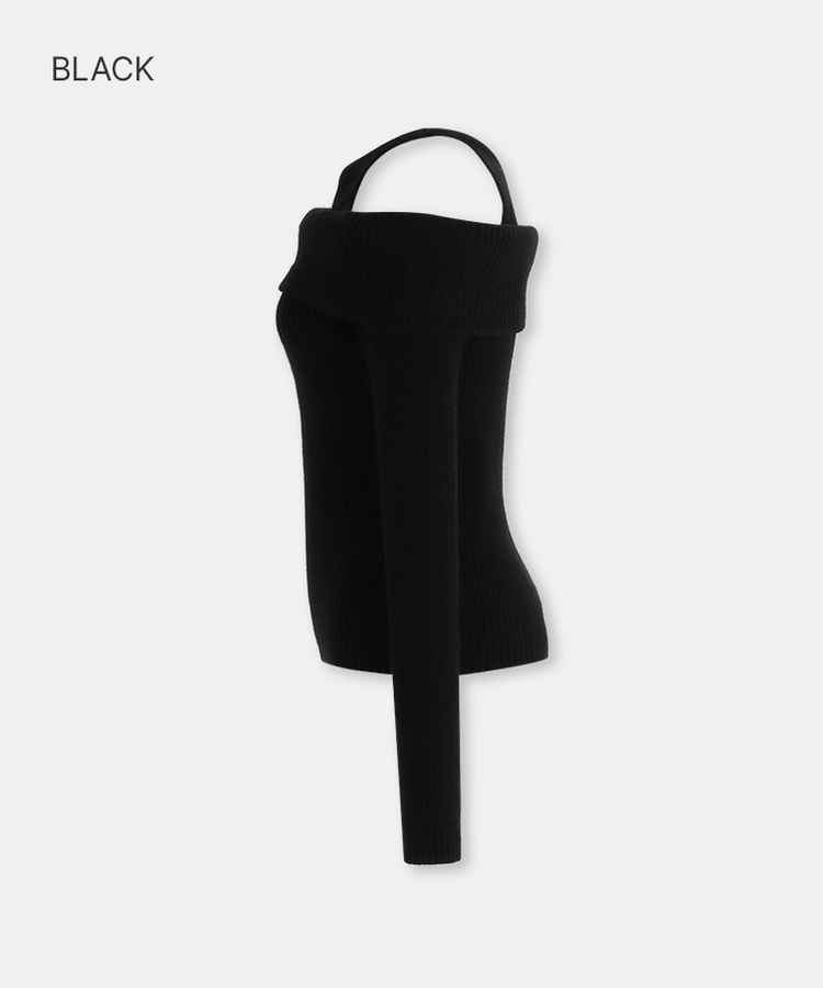 オフショルホルターネックニット BLACK