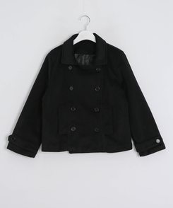 더블 버튼 누빔 숏 코트