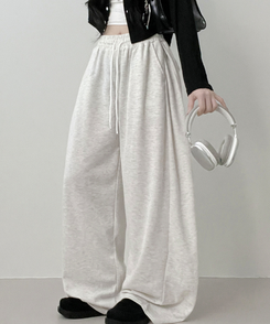 기모안감업트힙포켓트레이닝밴딩와이드롱팬츠 백멜란지