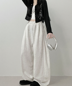 기모안감업트힙포켓트레이닝밴딩와이드롱팬츠 백멜란지