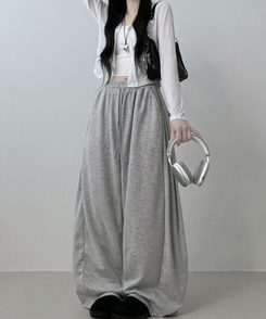 기모안감업트힙포켓트레이닝밴딩와이드롱팬츠 그레이