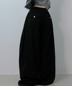 기모안감업트힙포켓트레이닝밴딩와이드롱팬츠 블랙