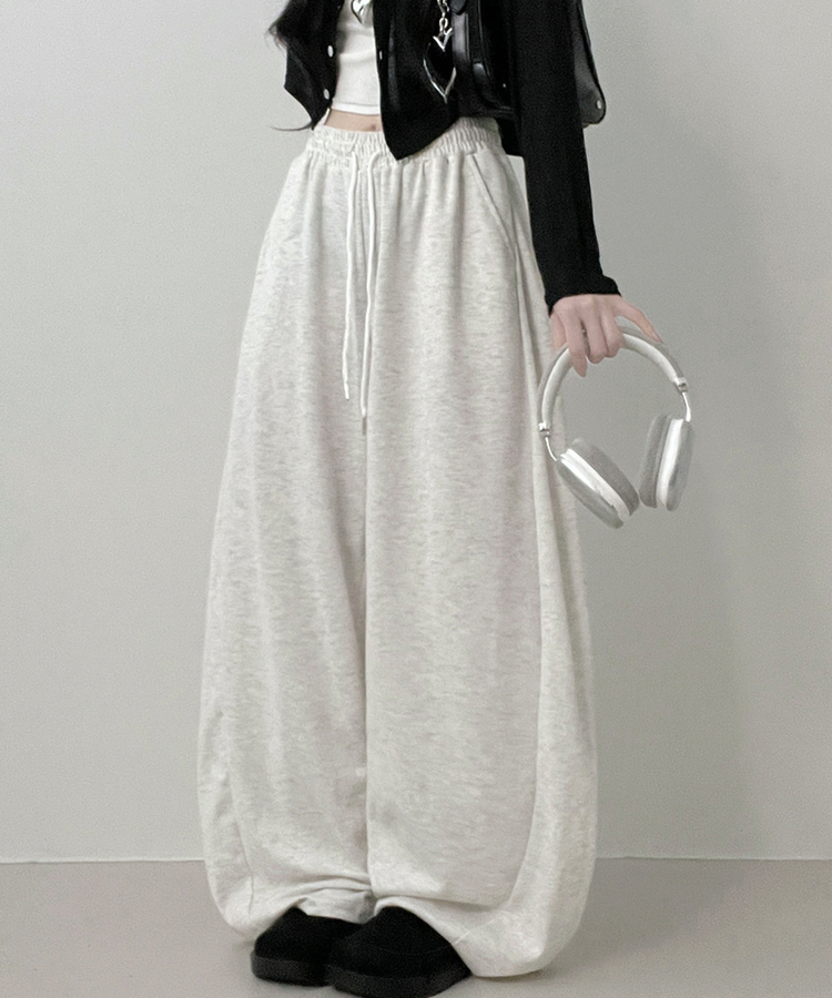 기모안감업트힙포켓트레이닝밴딩와이드롱팬츠 백멜란지