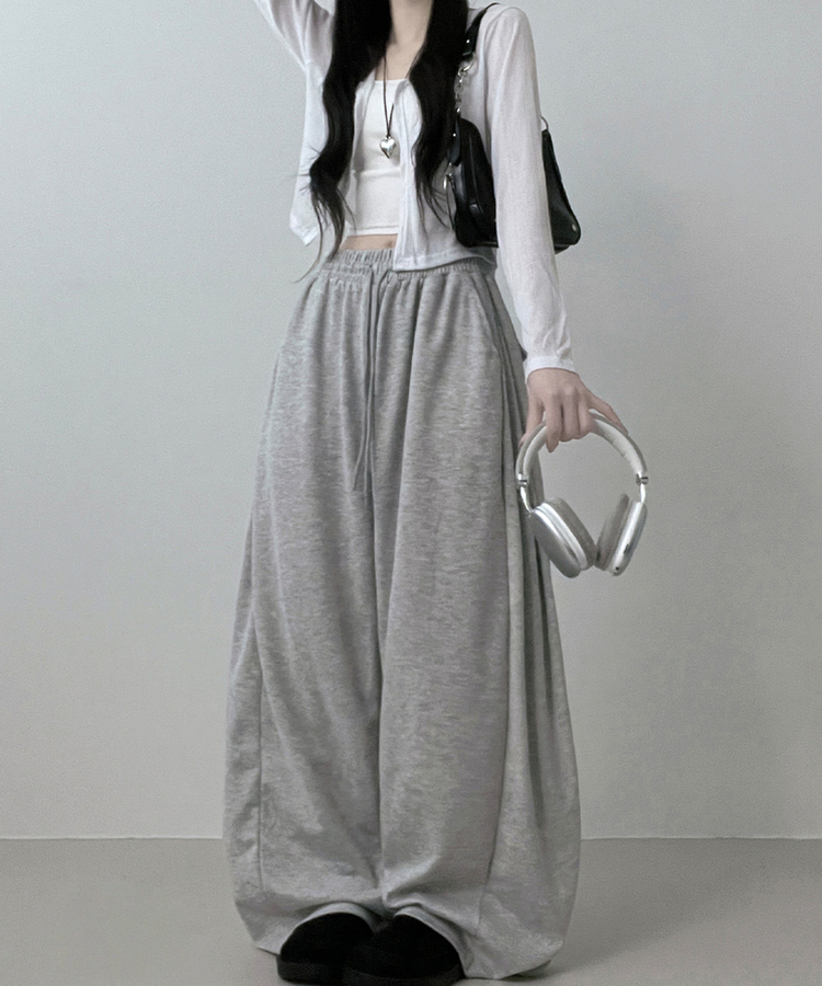 기모안감업트힙포켓트레이닝밴딩와이드롱팬츠 그레이