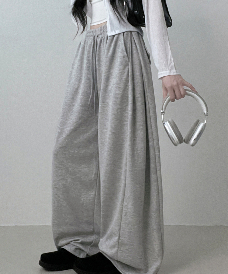 기모안감업트힙포켓트레이닝밴딩와이드롱팬츠 그레이